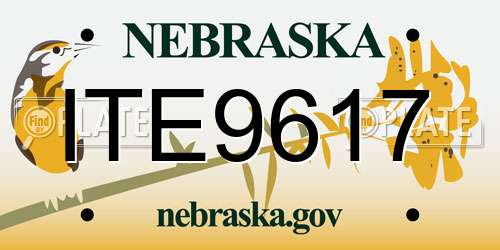 ITE9617 Nebraska License Plate