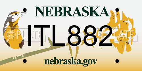 ITL882 Nebraska License Plate