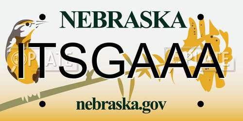 ITSGAAA Nebraska License Plate