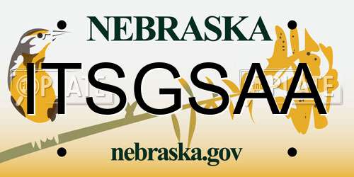 ITSGSAA Nebraska License Plate