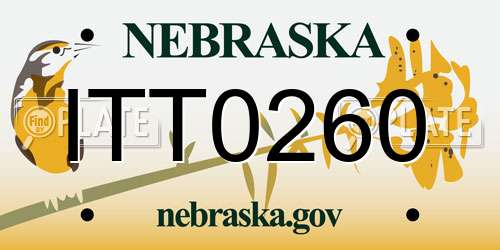 ITT0260 Nebraska License Plate