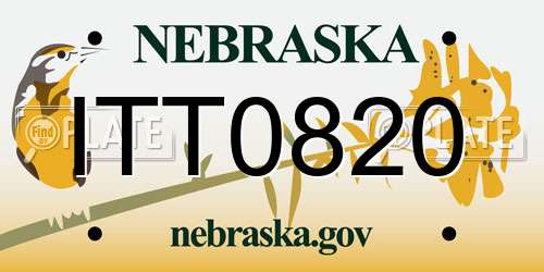 ITT0820 Nebraska License Plate