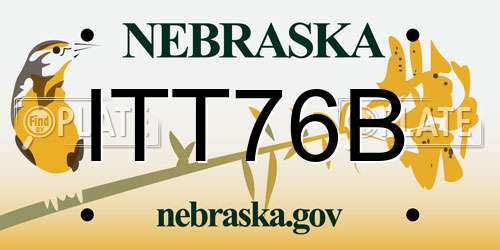 ITT76B Nebraska License Plate