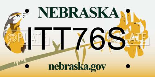 ITT76S Nebraska License Plate