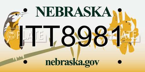 ITT8981 Nebraska License Plate