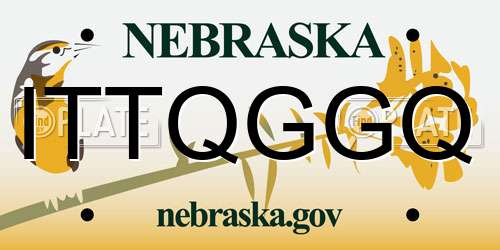 ITTQGGQ Nebraska License Plate