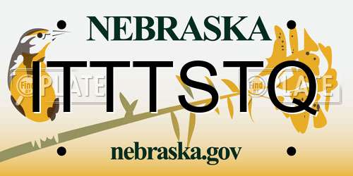 ITTTSTQ Nebraska License Plate