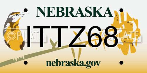 ITTZ68 Nebraska License Plate