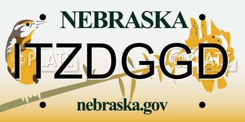 ITZDGGD Nebraska License Plate