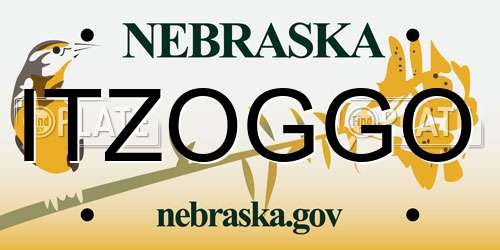 ITZOGGO Nebraska License Plate