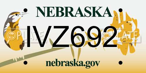 IVZ692 Nebraska License Plate