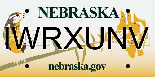 IWRXUNV Nebraska License Plate