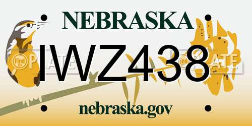 IWZ438 Nebraska License Plate
