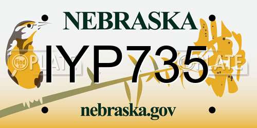 IYP735 Nebraska License Plate