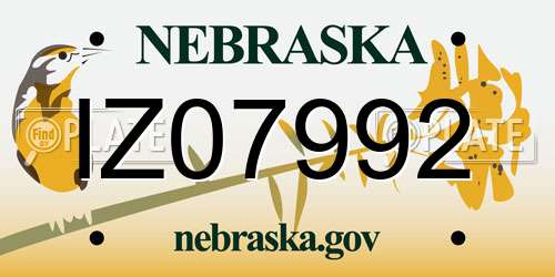 IZ07992 Nebraska License Plate