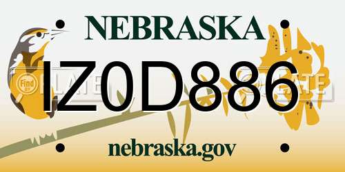 IZ0D886 Nebraska License Plate