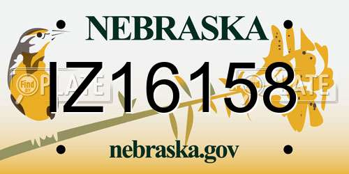 IZ16158 Nebraska License Plate