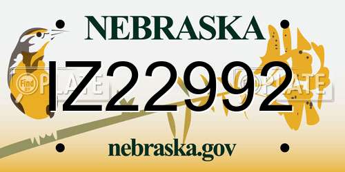 IZ22992 Nebraska License Plate
