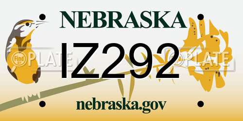 IZ292 Nebraska License Plate