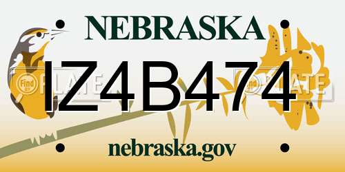 IZ4B474 Nebraska License Plate