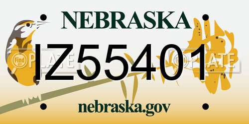 IZ55401 Nebraska License Plate