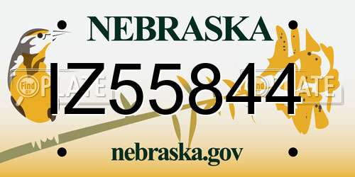 IZ55844 Nebraska License Plate
