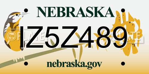 IZ5Z489 Nebraska License Plate