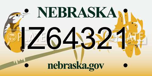 IZ64321 Nebraska License Plate