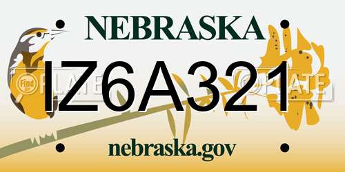 IZ6A321 Nebraska License Plate