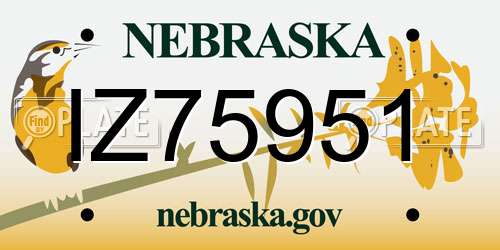 IZ75951 Nebraska License Plate