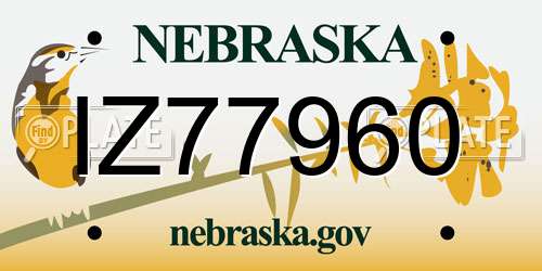IZ77960 Nebraska License Plate