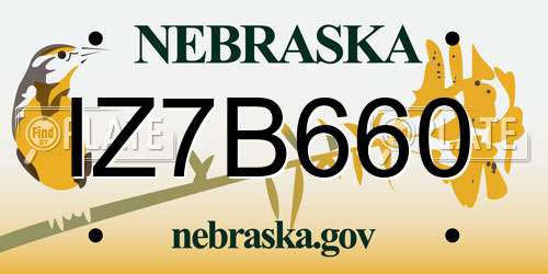 IZ7B660 Nebraska License Plate