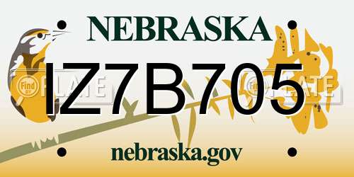 IZ7B705 Nebraska License Plate