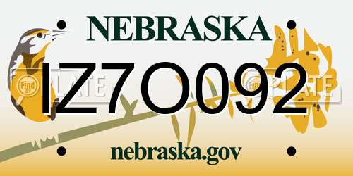 IZ7O092 Nebraska License Plate