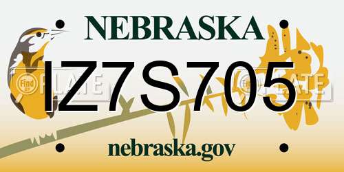 IZ7S705 Nebraska License Plate
