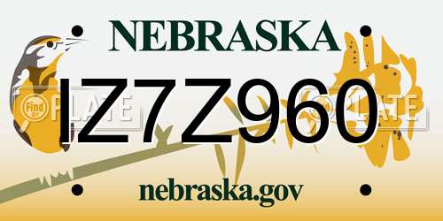 IZ7Z960 Nebraska License Plate