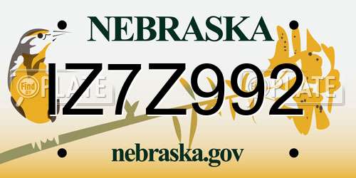 IZ7Z992 Nebraska License Plate