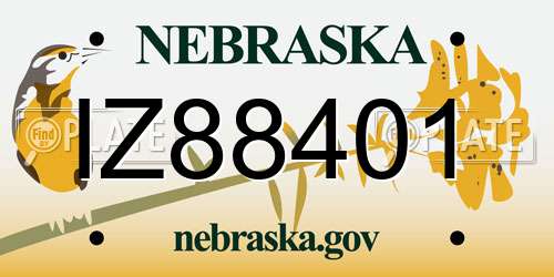 IZ88401 Nebraska License Plate