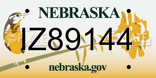 IZ89144 Nebraska License Plate