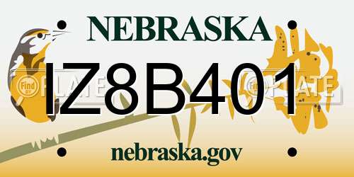 IZ8B401 Nebraska License Plate