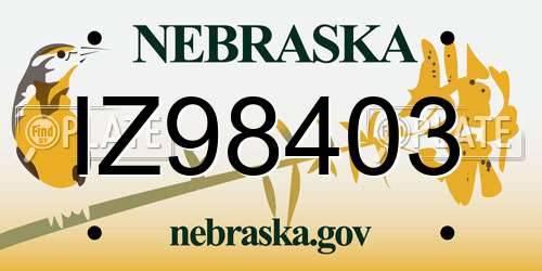 IZ98403 Nebraska License Plate