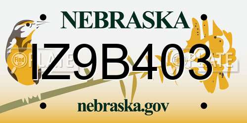 IZ9B403 Nebraska License Plate
