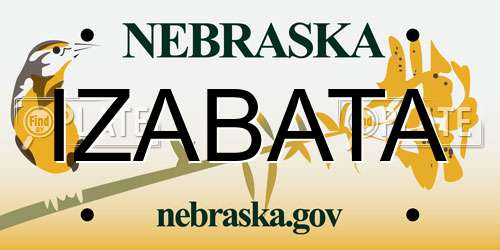 IZABATA Nebraska License Plate