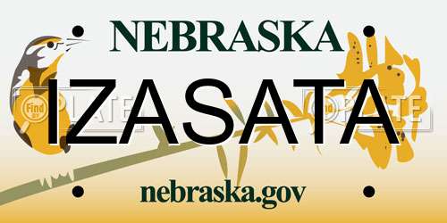 IZASATA Nebraska License Plate