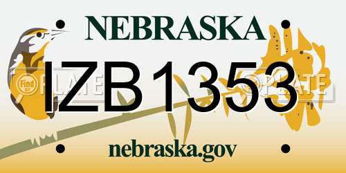 IZB1353 Nebraska License Plate