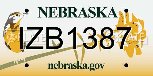 IZB1387 Nebraska License Plate