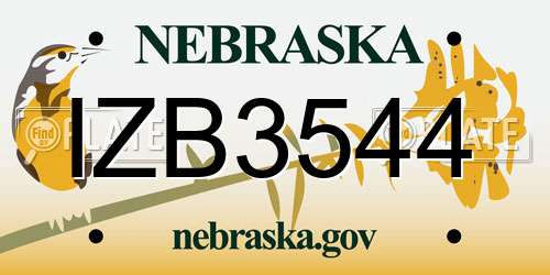 IZB3544 Nebraska License Plate