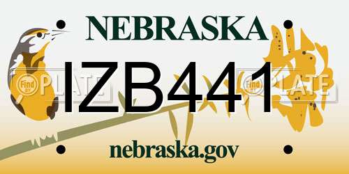 IZB441 Nebraska License Plate