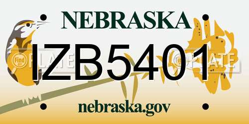 IZB5401 Nebraska License Plate
