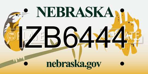 IZB6444 Nebraska License Plate